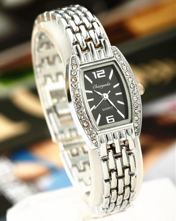 Silver Bracelet Women Luxury Rhinestone Watch