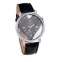 Heart Shape Inlaid Display Cute Leather Watch