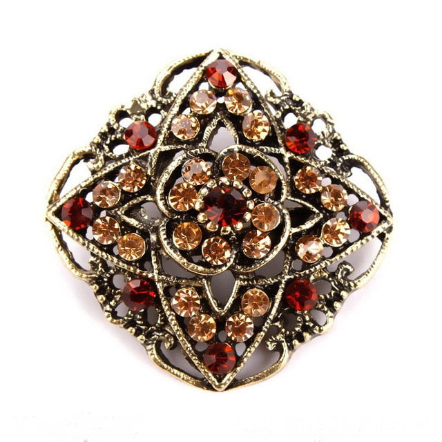 Vintage Rhinestones Flower Brooch