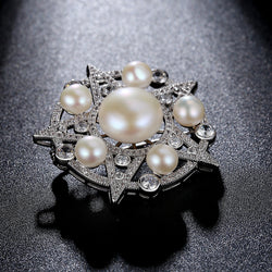 Natural Pearl Star Style Brooch