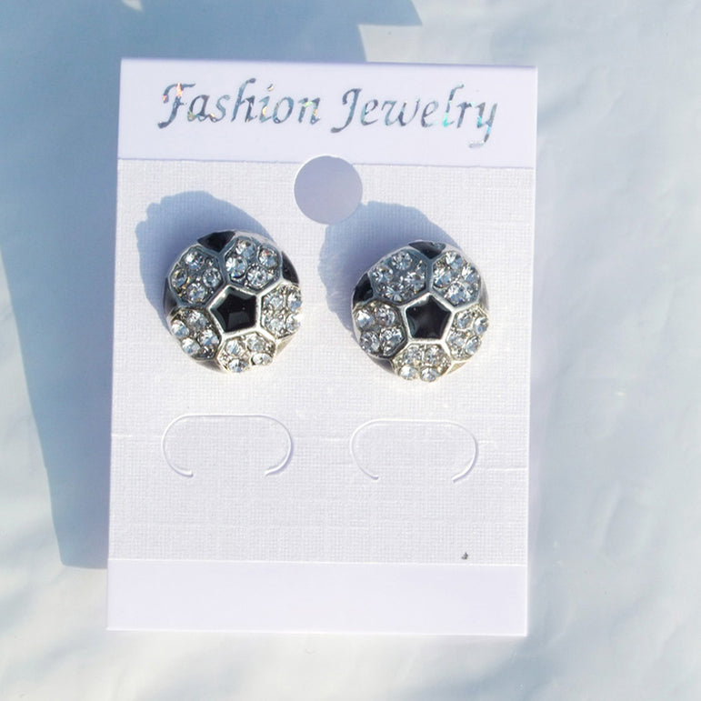 Rhinestone Soccer Stud Earrings