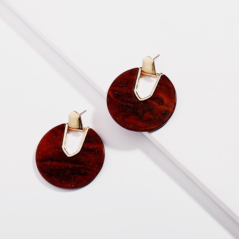 Round Disc Abalone Shell Dangle Earrings