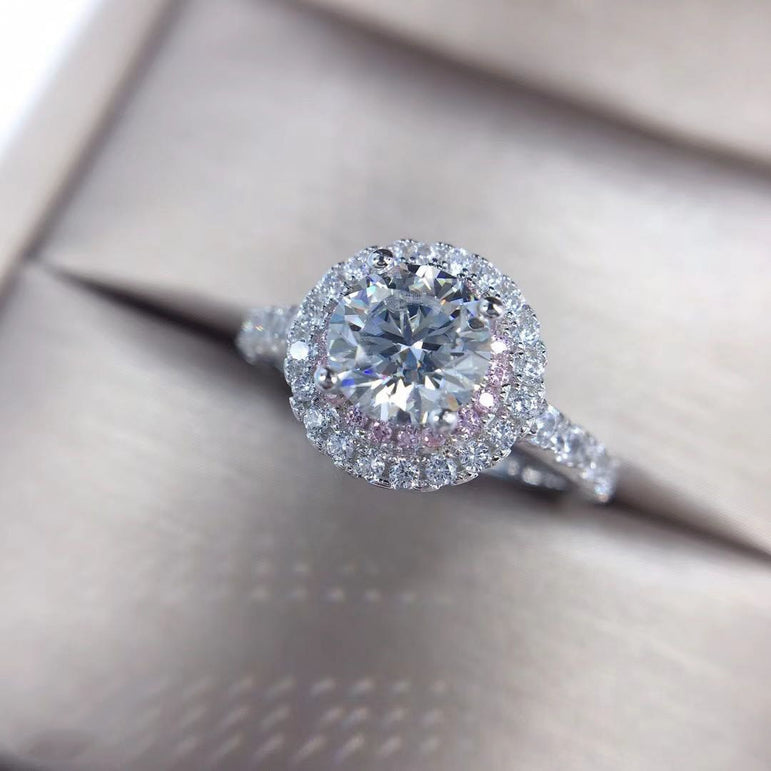 100% Real 18K Gold Ring for Women Natural AAA Moissanite Jewelry Gemstone Anillos De Bizuteria Tension Setting Mini Diamond Ring