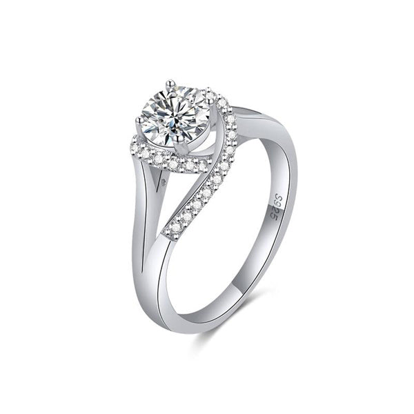Solitaire Platinum Plated 925 Silver Engagement Ring