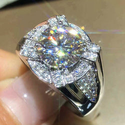 Huitan Gorgeous 10mm Cubic Zirconia Wedding Rings for Women Silver Color Brilliant Bridal Marriage Ring Trendy Jewelry Wholesale