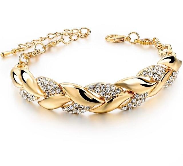 Braided Gold Tone Leaf Bracelet