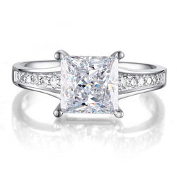 1.5 Ct Princess Cut 925 Sterling Silver Engagement Ring