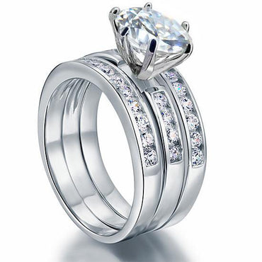 2ct Simulated Diamond 925 Sterling Silver Engagement Ring Set