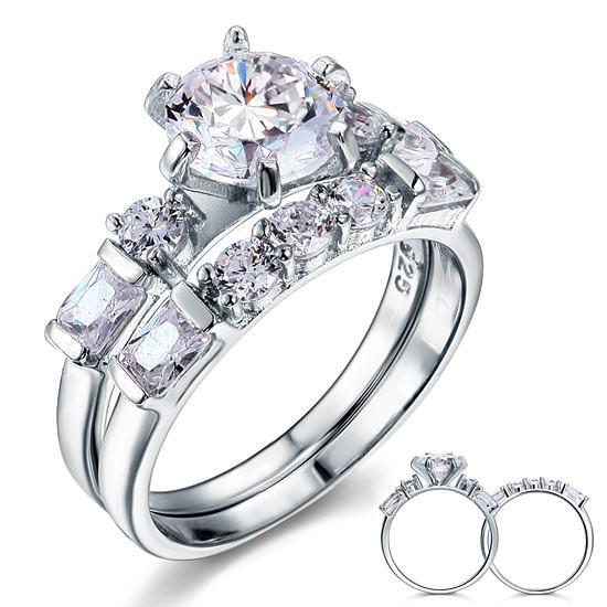 2ct Simulated Diamond Sterling 925 Silver Engagement Set