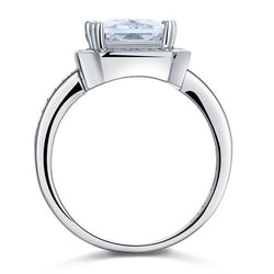 4ct Rectangle 925 Sterling Silver Engagement Ring
