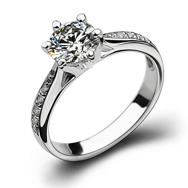 925 Silver Zircon Six Prong Engagement Ring