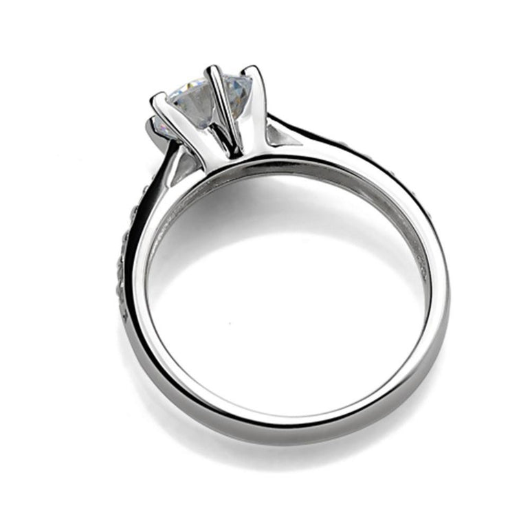925 Silver Zircon Six Prong Engagement Ring