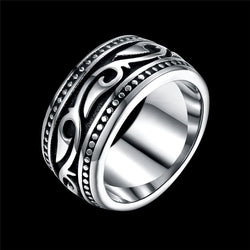 Titanium Stainless Steel Men's Ring Vintage Geomeric Male Ring for Men Wedding Jewelry Silver Color Vintage dately Men Ring