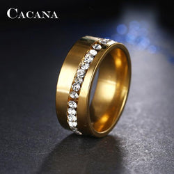 CACANA Titanium Stainless Steel Rings For Women Slash A Line Of CZ  Fashion Jewelry Wholesale NO.R68