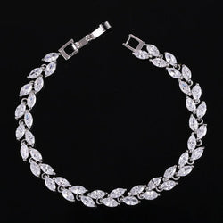 Leaf Charm CZ Crystal Bracelet