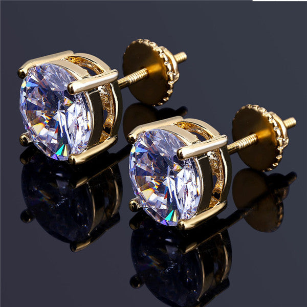 Round Simulated Diamond Stud Earrings