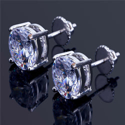 Round Simulated Diamond Stud Earrings
