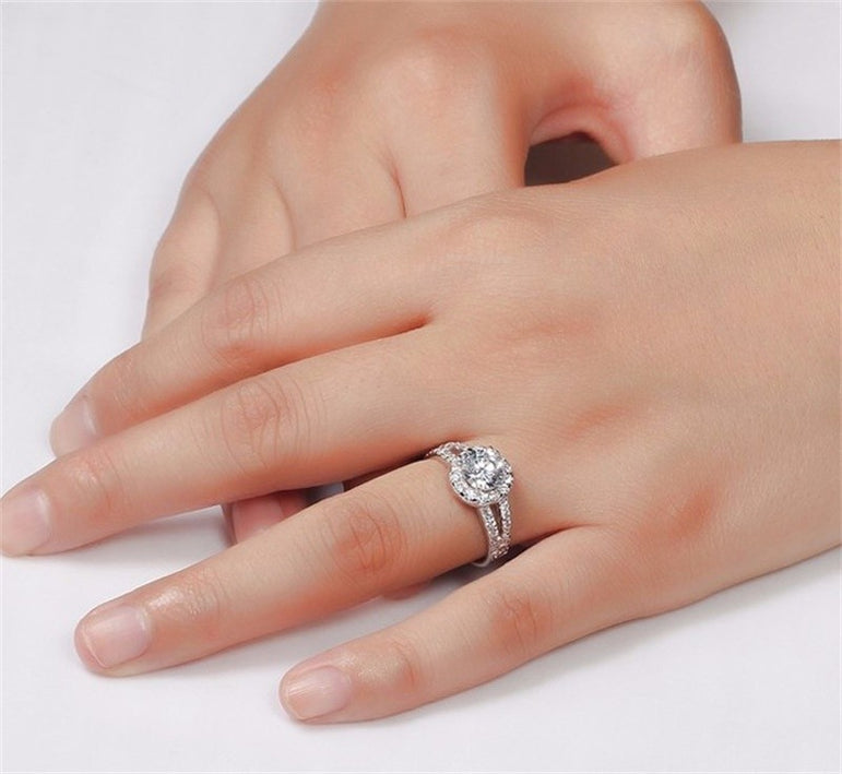 YHAMNI Fashion Jewelry Ring Have S925 Stamp Real 925 Sterling Silver Ring Set 2 Carat CZ Diamond Wedding Rings for Women 510