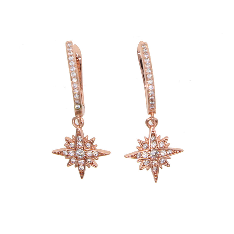 Star Drop Dangle Snowflake Earrings