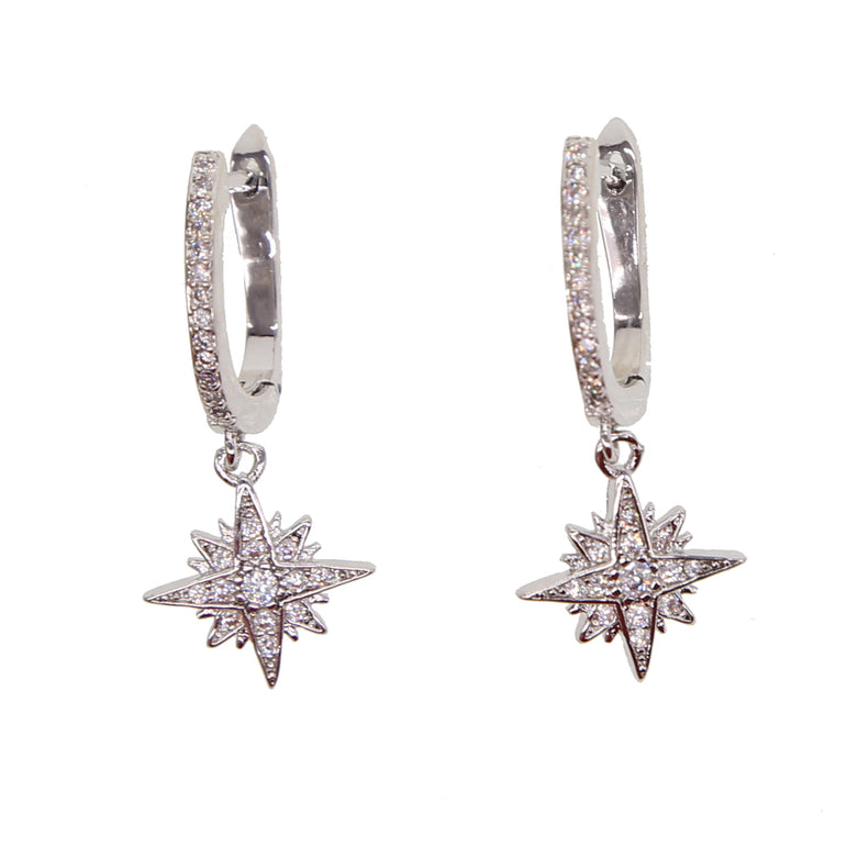 Star Drop Dangle Snowflake Earrings