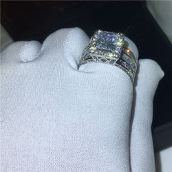 choucong Vintage Court Ring 925 sterling Silver Princess cut 5A cz stone Engagement Wedding band Rings For Women Jewelry Gift