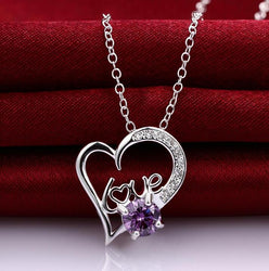 Heart Shape Gem Stone Pendant Necklace