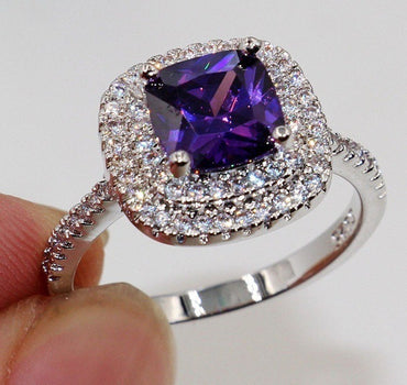 Gemstone Simulated Diamond Engagement Ring