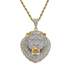 Lion Face Bling Pendant Necklace